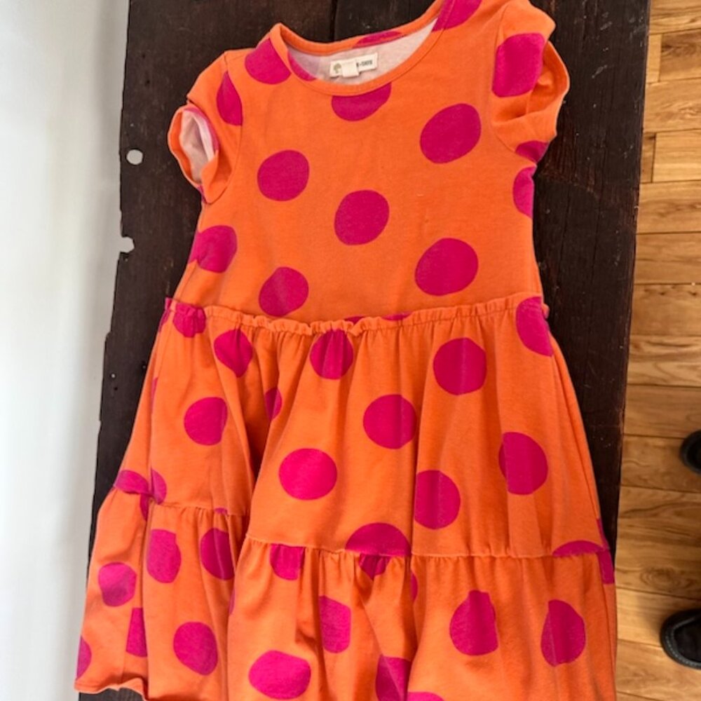 Tucker + Tate Nordstrom Girls Smocked Orange Dress Pink Polka Dots Size 6